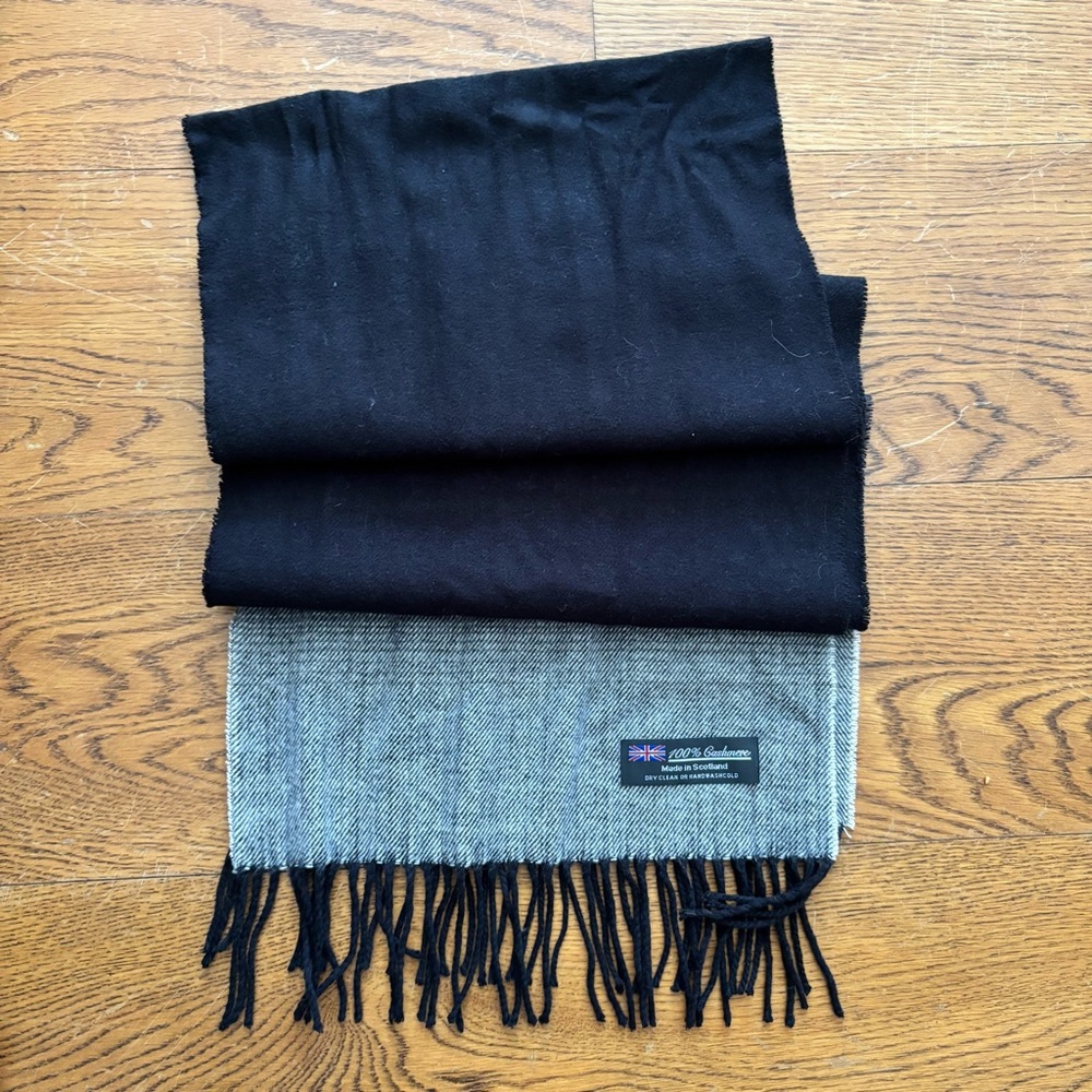 100% Cashmere Scarf | Black and Gray